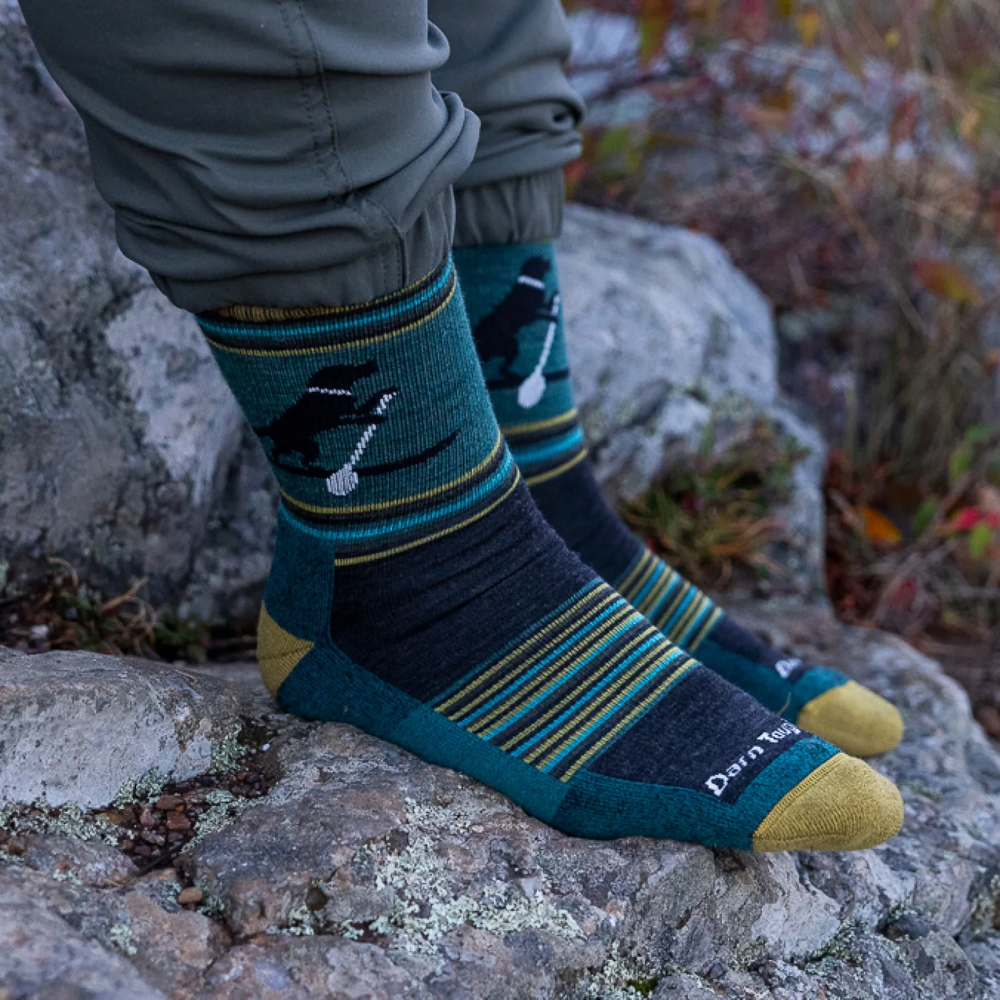 Model view of Darn Tough Willoughby Micro Crew Lightweight Hiking Socks.
