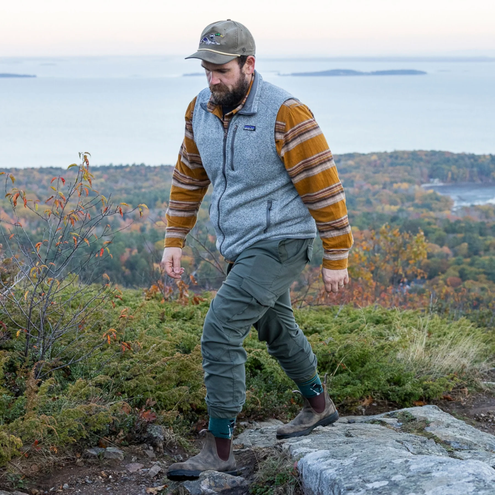 Model view of Darn Tough Willoughby Micro Crew Lightweight Hiking Socks.