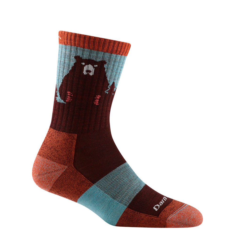 Side (right) view of Darn Tough Bear Town Micro Crew Lightweight Hiking sock for women.
