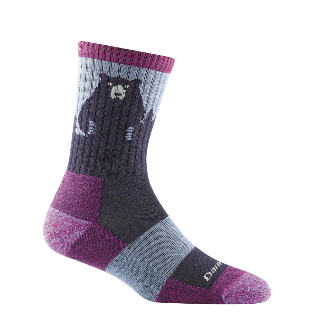 Side (right) view of Darn Tough Bear Town Micro Crew Lightweight Hiking sock for women.