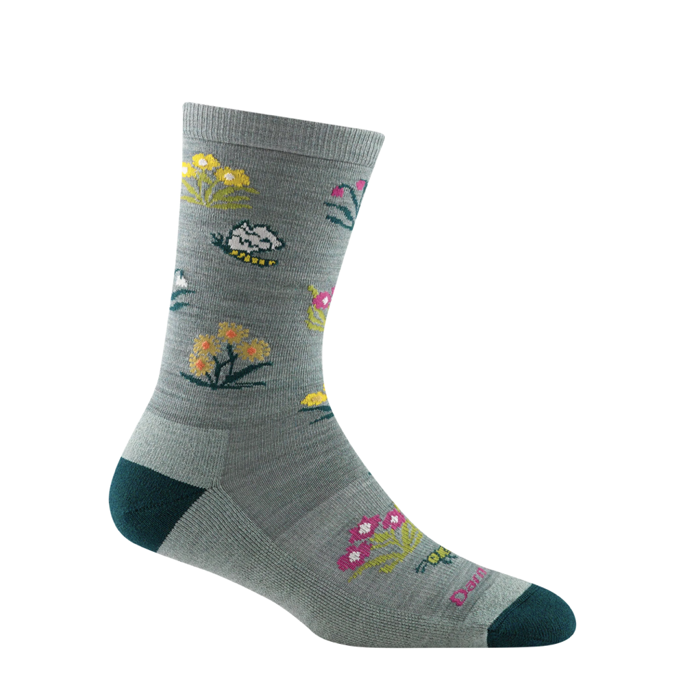 Darn Tough Women's Cottage Bloom Crew Lightweight Lifestyle Sock in Seafoam