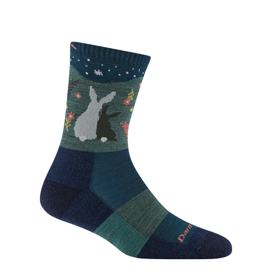 Side (right) view of Darn Tough Critter Club Micro Crew Lightweight Hiking Sock for women.