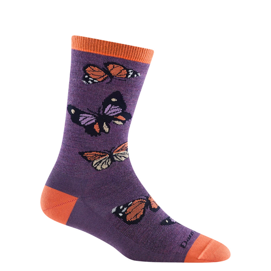 Side (right) view of Darn Tough Flutter Crew Lightweight Lifestyle sock for women.
