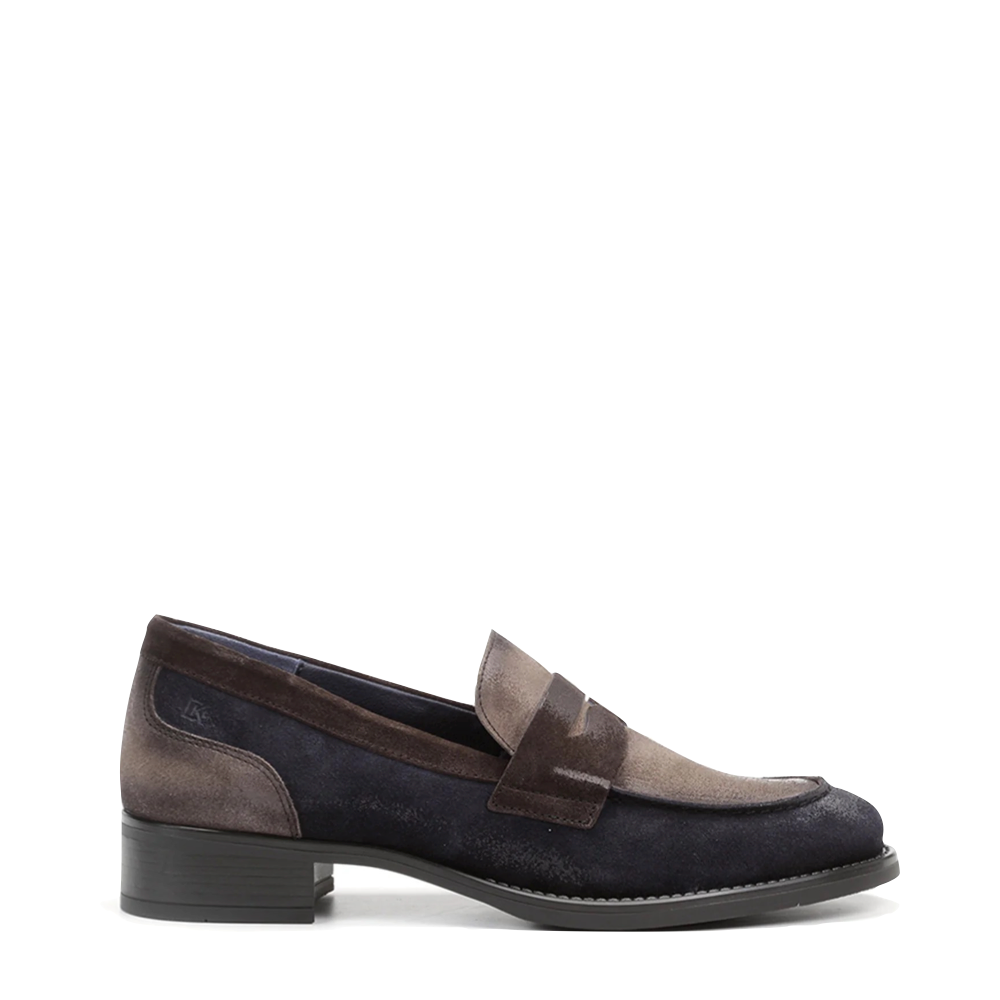 Dorking by Fluchos Women's Harvard Suede Penny Loafer in River Blue Multi