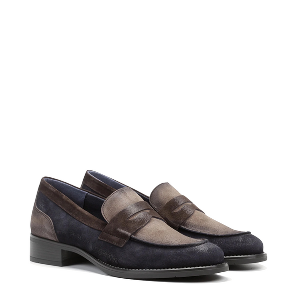 Dorking by Fluchos Women's Harvard Suede Penny Loafer in River Blue Multi