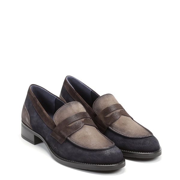 Dorking by Fluchos Women's Harvard Suede Penny Loafer in River Blue Multi