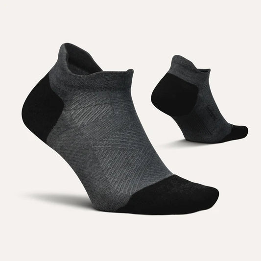 Features Women's Elite Max Cushion No Show Tab Sock in Gray