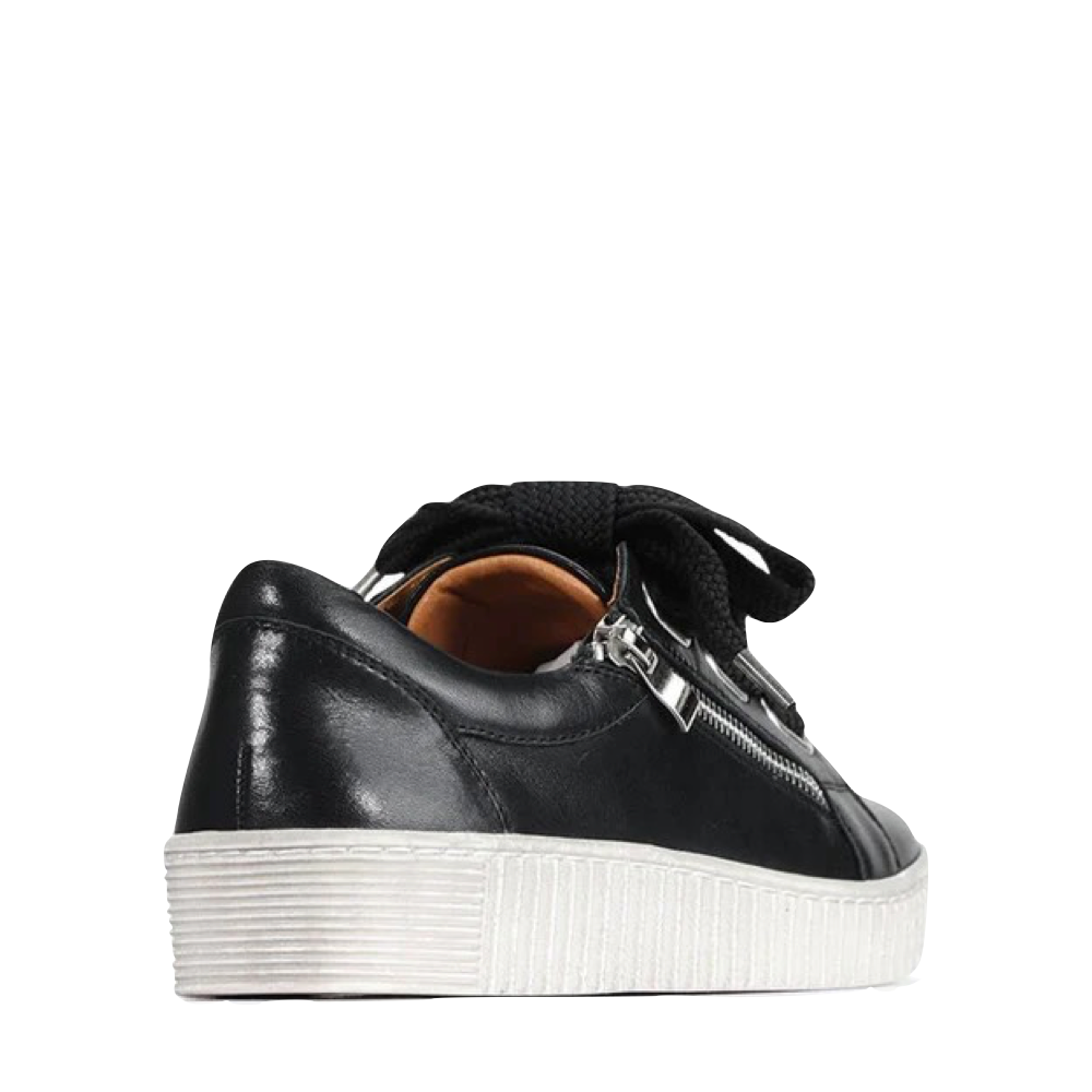 Back view of EOS Footwear Jovi Leather Tie Sneaker for women.