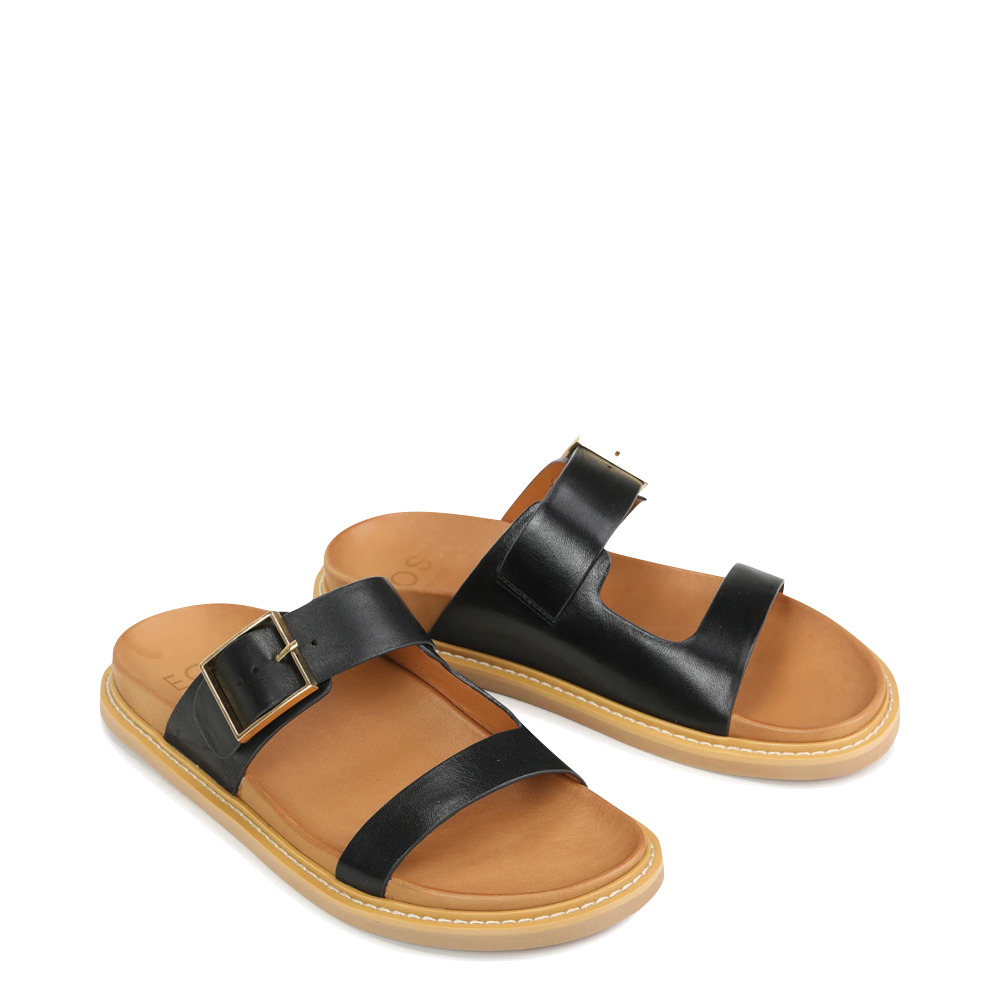 Top-down view of EOS Dedra Leather Slide Sandal for women.