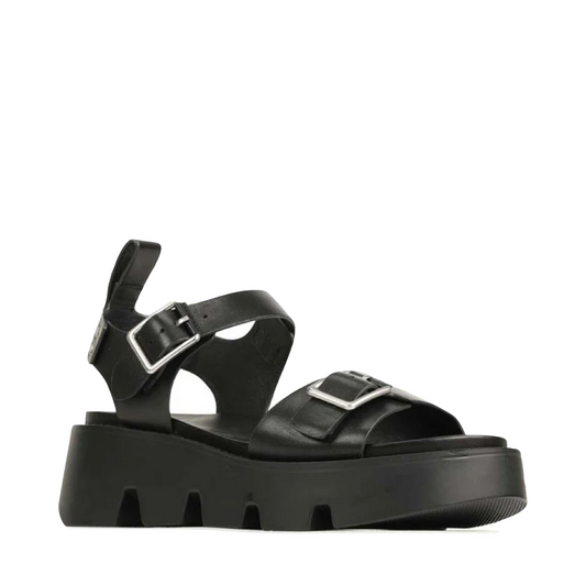 Toe view of EOS Kaira Leather Platform Sandal for women.