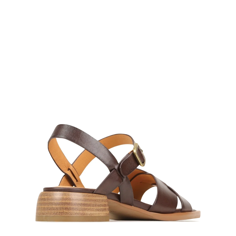 Heel view of EOS Tega Heeled Sandal for women.