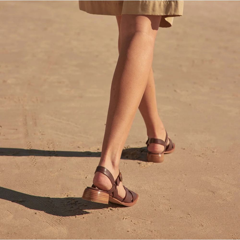 Model view of EOS Tega Heeled Sandal for women.