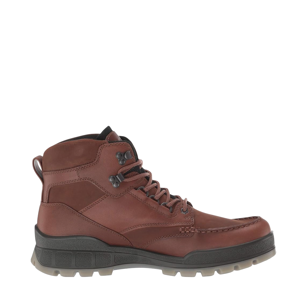 Side (right) view of Ecco Leather Gore-Tex Mid-Cut Track 25 Boot for men.