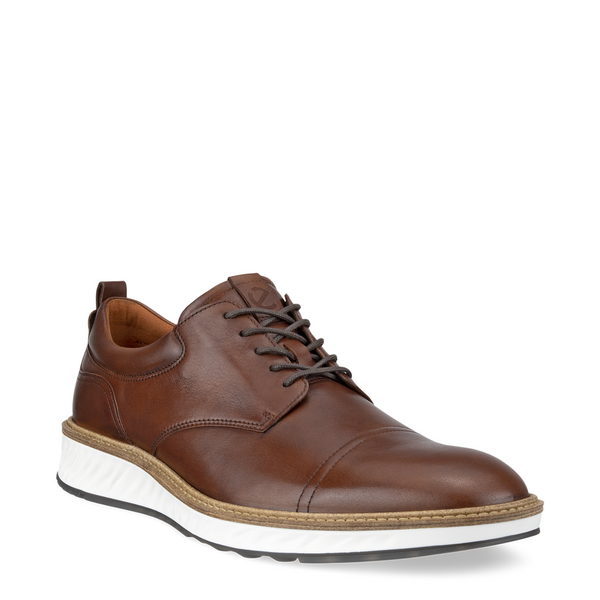 Ecco Men's ST.1 Hybrid Cap Toe Derby Lace in Cognac