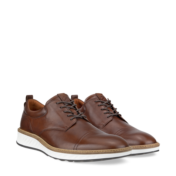 Ecco Men's ST.1 Hybrid Cap Toe Derby Lace in Cognac