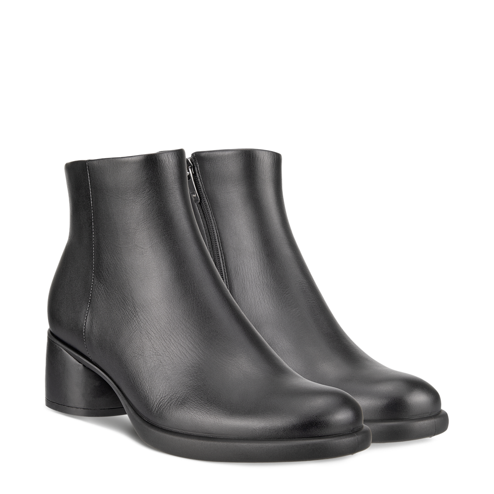 Ecco Women's Sculpted LX 35 Leather Side Zip Ankle Boot (Black)