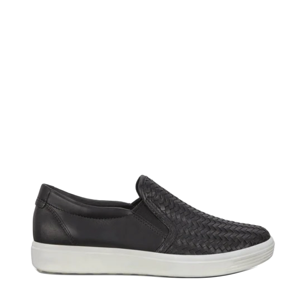 Side (right) view of Ecco Soft 7 Woven Leather Slip On 2.0 for women.