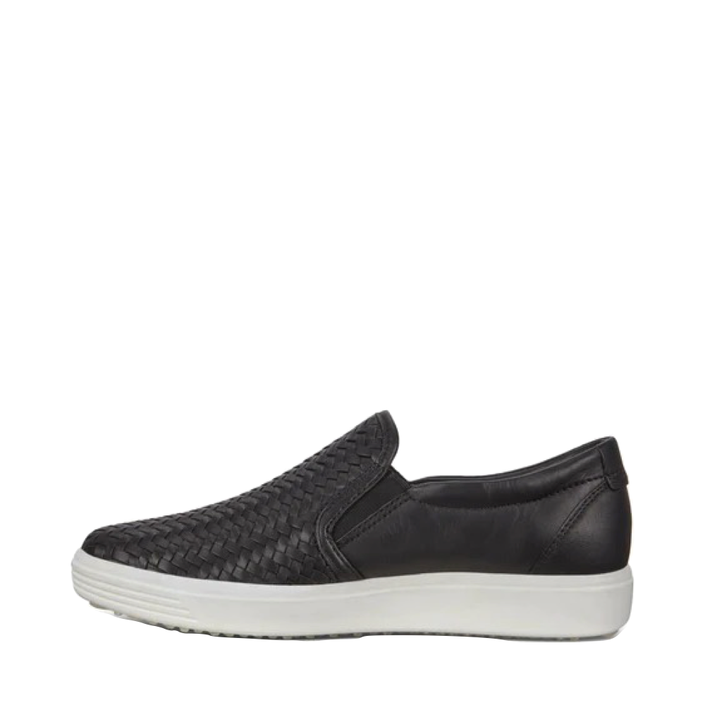Side (left) view of Ecco Soft 7 Woven Leather Slip On 2.0 for women.