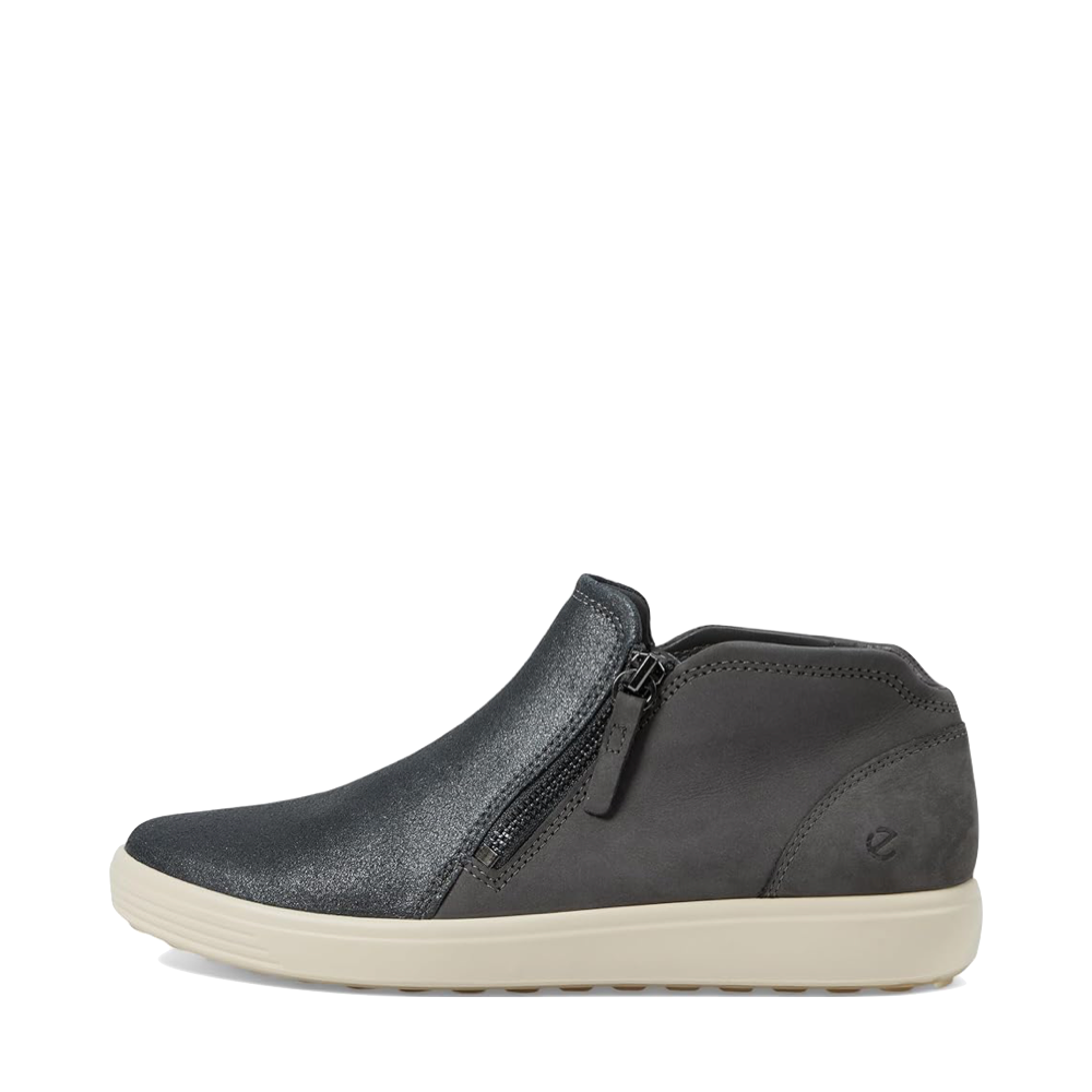 Side (left) view of Ecco Soft Zip Bootie Sneaker for women.