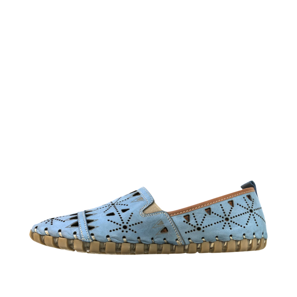 Eric Nurnburg Women's Leather Perfed Flat (Denim Blue)