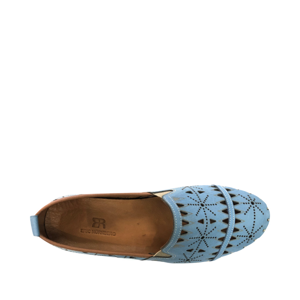 Eric Nurnburg Women's Leather Perfed Flat (Denim Blue)