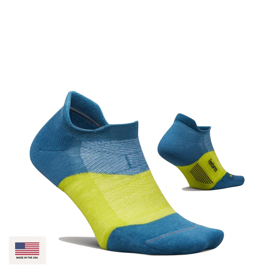 Side and bottom view of Features Merino 10 Max Cushion Tab Sock.