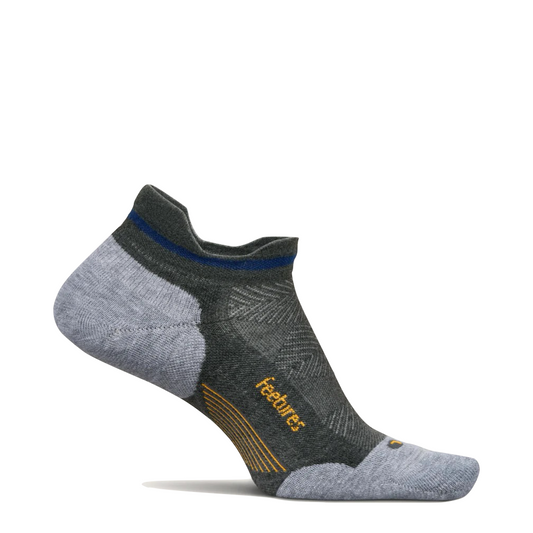 Side (right) view of Feetures Elite Max Cushion Tab Sock. 