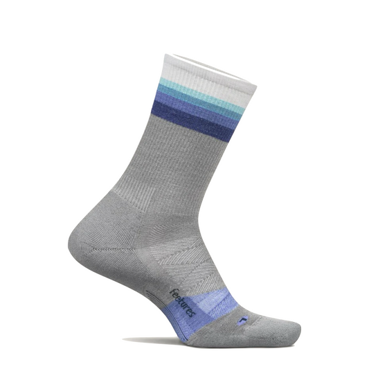 Side (right) view of Feetures Merino 10 Max Cushion Mini Crew Sock for women.