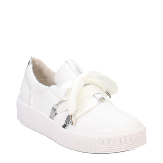 Mudguard and Toe view of Gabor Bow Sneaker for women.