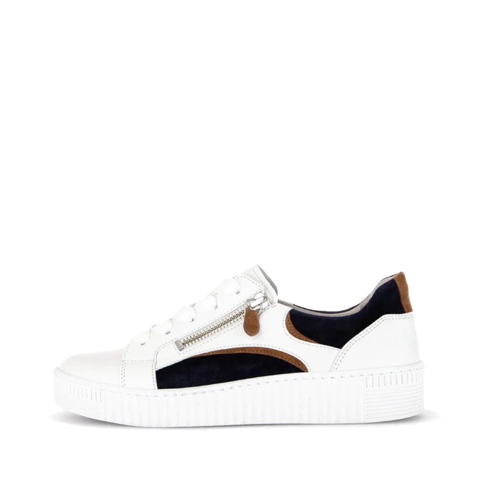 Side (left) view of Gabor Double Zip Tie Sneaker for women.