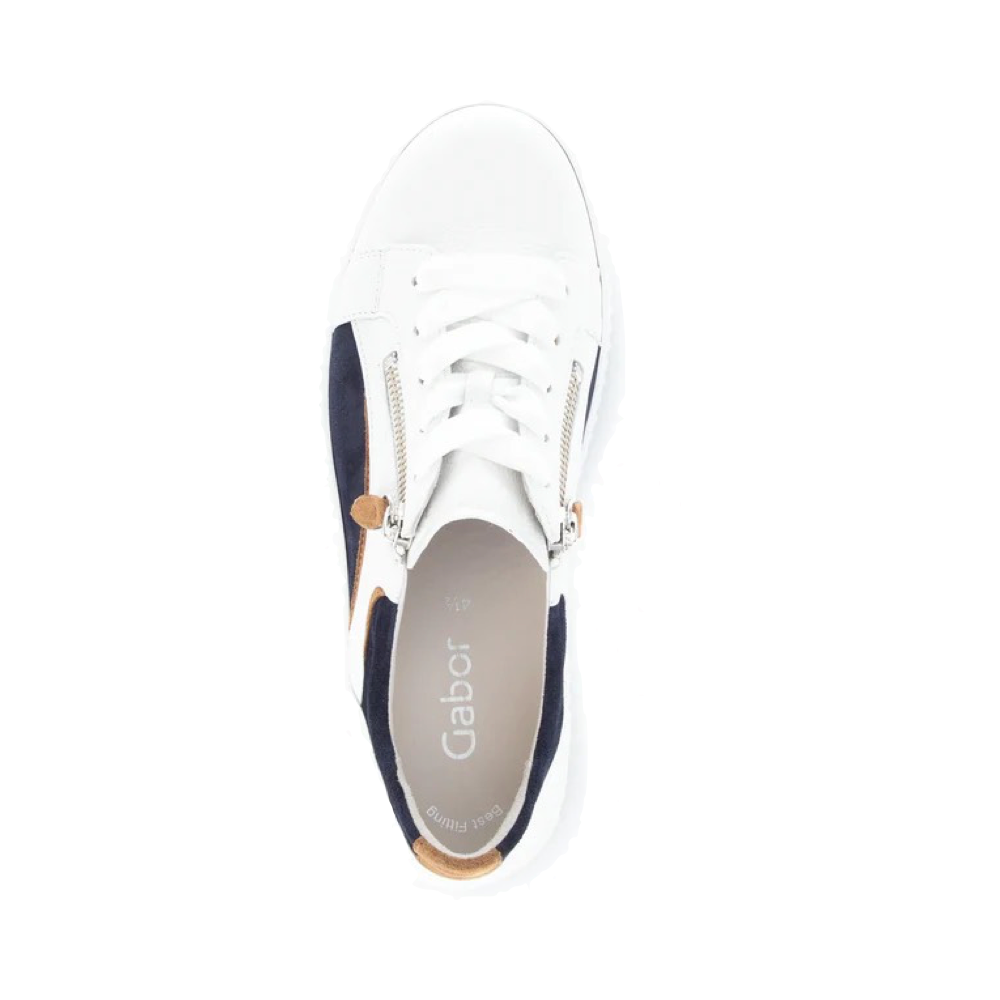 Top-down view of Gabor Double Zip Tie Sneaker for women.