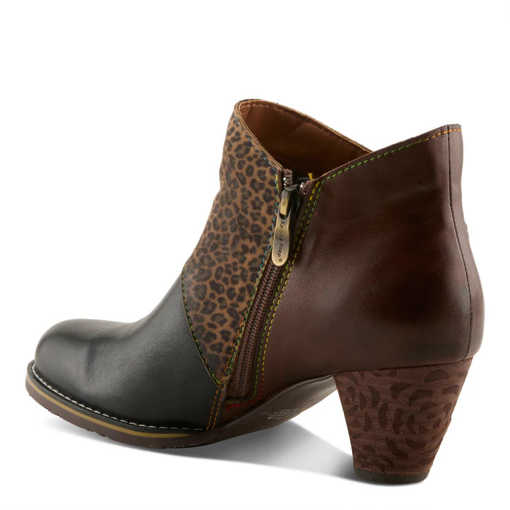 Spring Step Women's Herekitty-Leo Heeled Side Zip Boot in Black Multi