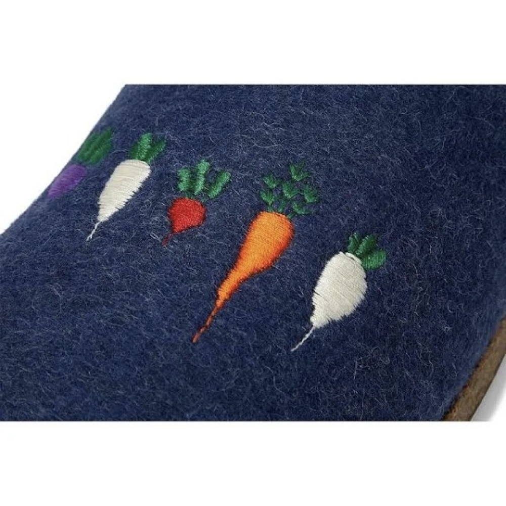 Detail view of Haflinger Roots Wool Clog for women.