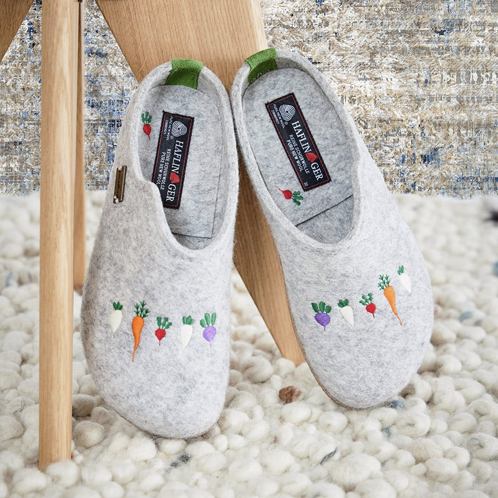 Top-down view of Harflinger Roots Wool Clog for women.