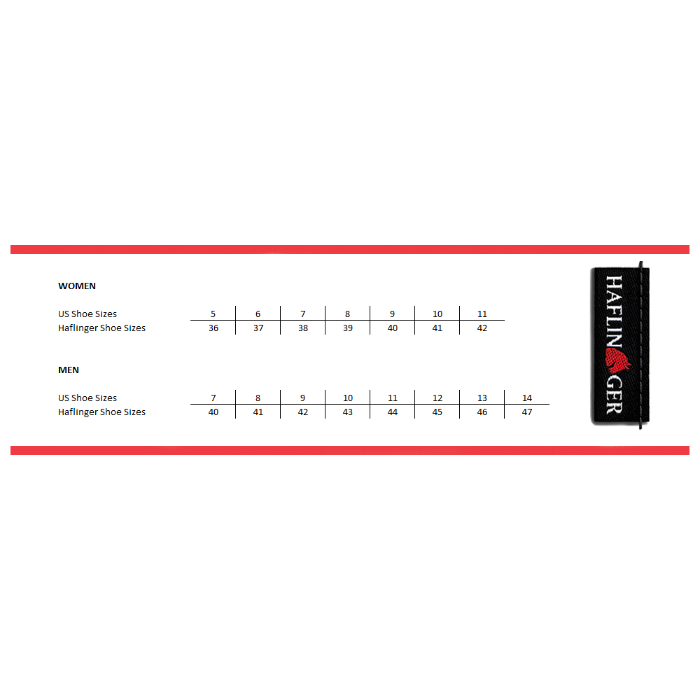 Haflinger sizing chart.