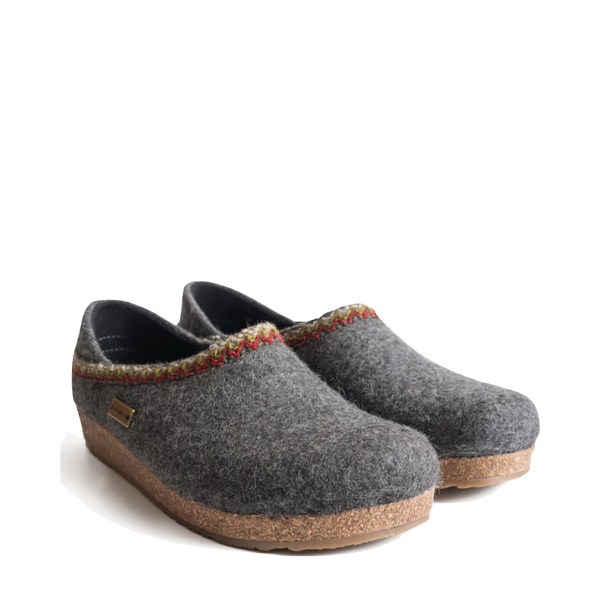 Haflinger Women's Zigzag Grizzly Wool Clog in Grey