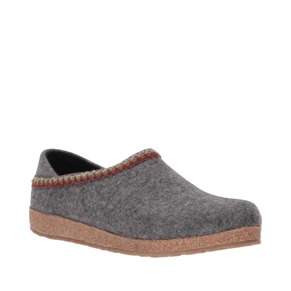 Toe view of Haflinger Zigzag Closed Heel Wool Clog for unisex.