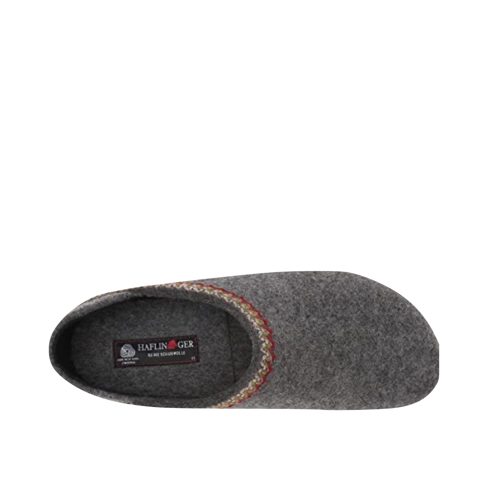 Top-down view of Haflinger Zigzag Closed Heel Wool Clog for unisex.