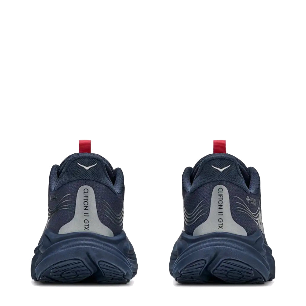Back view of Hoka Clifton 11 GTX Waterproof Sneaker for women.