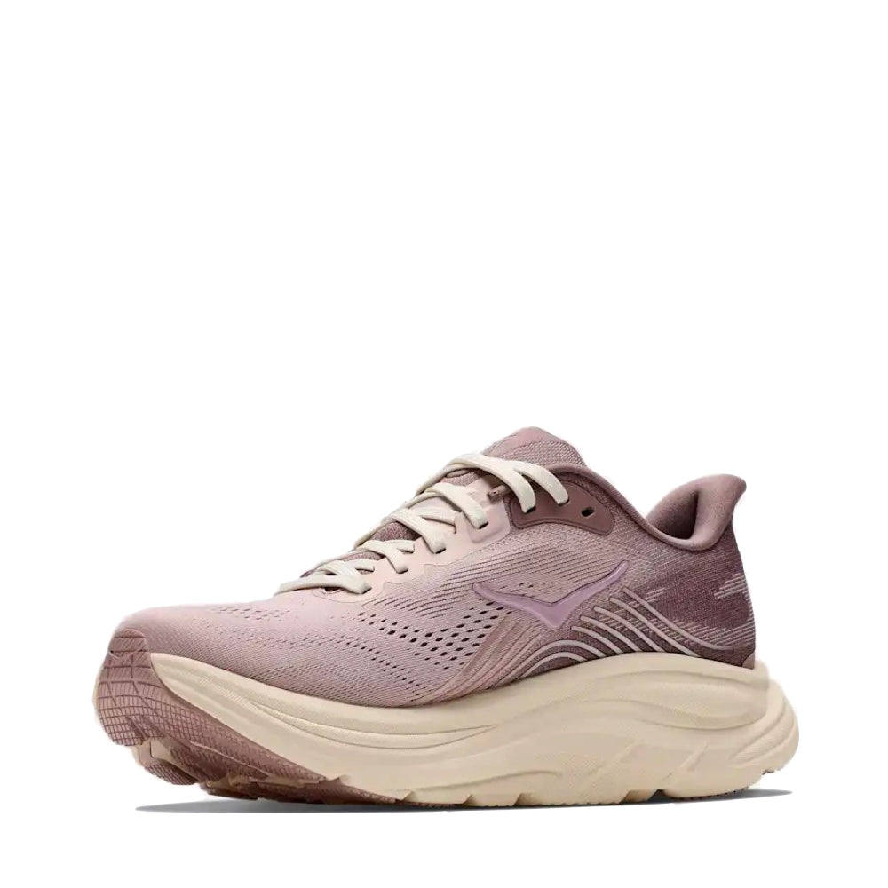 Side (left) view of Hoka Clifton 11 Glimmers Sneaker for women.