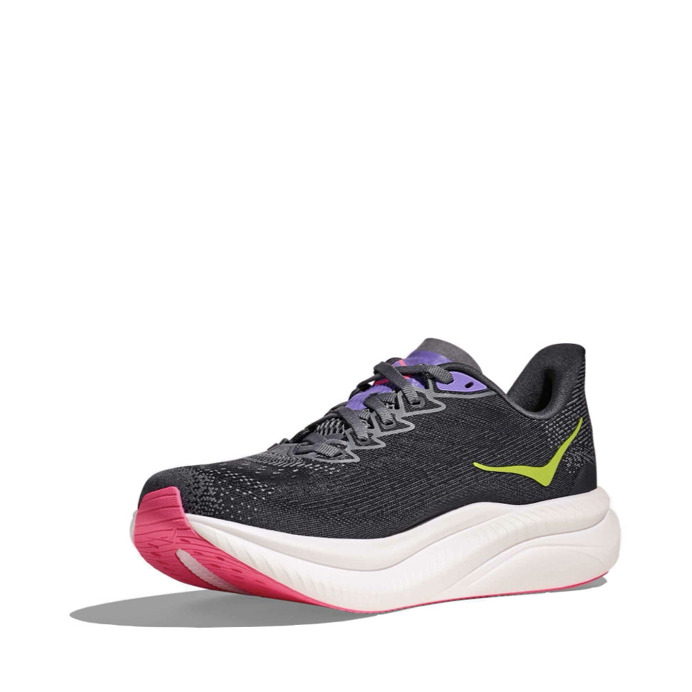 Mudguard and Toe view of /hoka Mach 6 Sneaker for women.