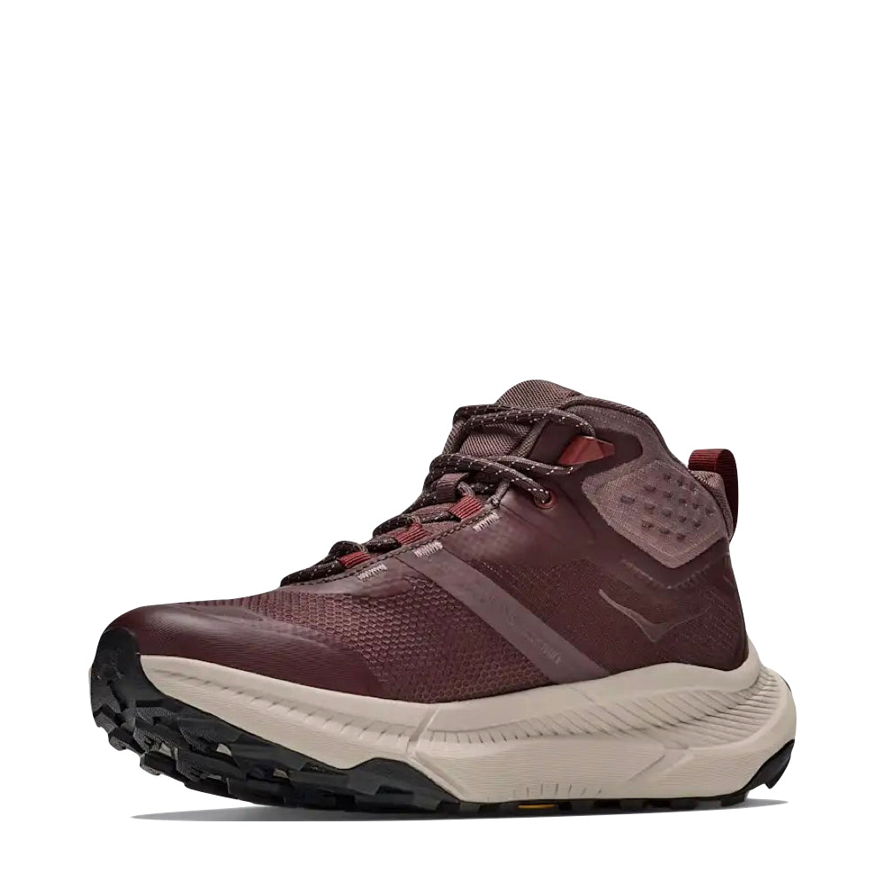 Mudguard and Toe view of Hoka Transport Hike GTX Mid Waterproof Boot for women.