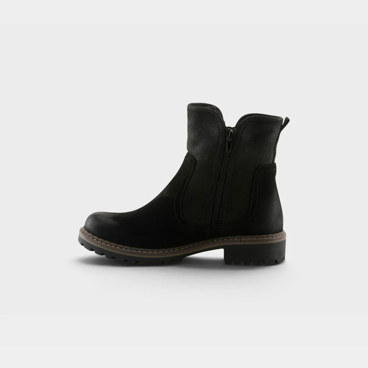 Spring Step Women's Jovany Double Side Zip Suede Boot in Black