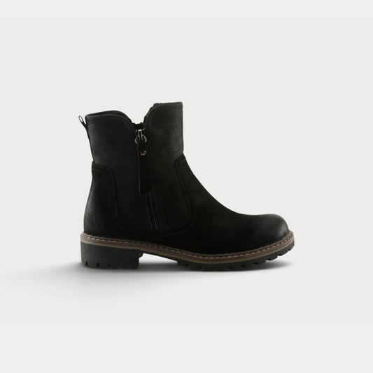 Spring Step Women's Jovany Double Side Zip Suede Boot in Black