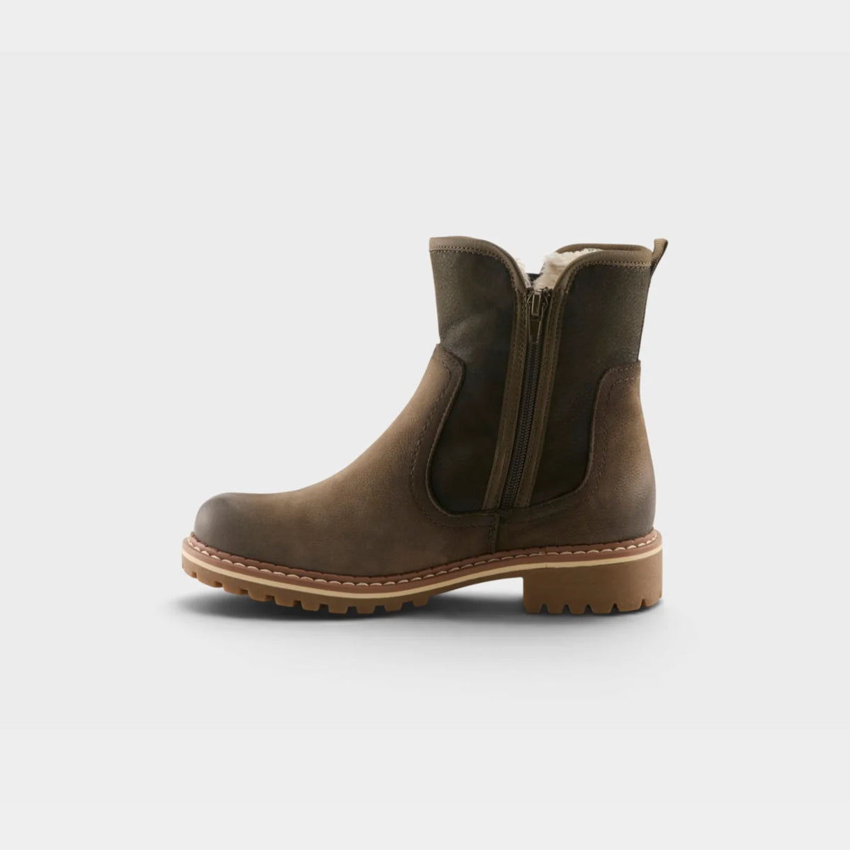 Spring Step Women's Jovany Double Side Zip Suede Boot in Olive