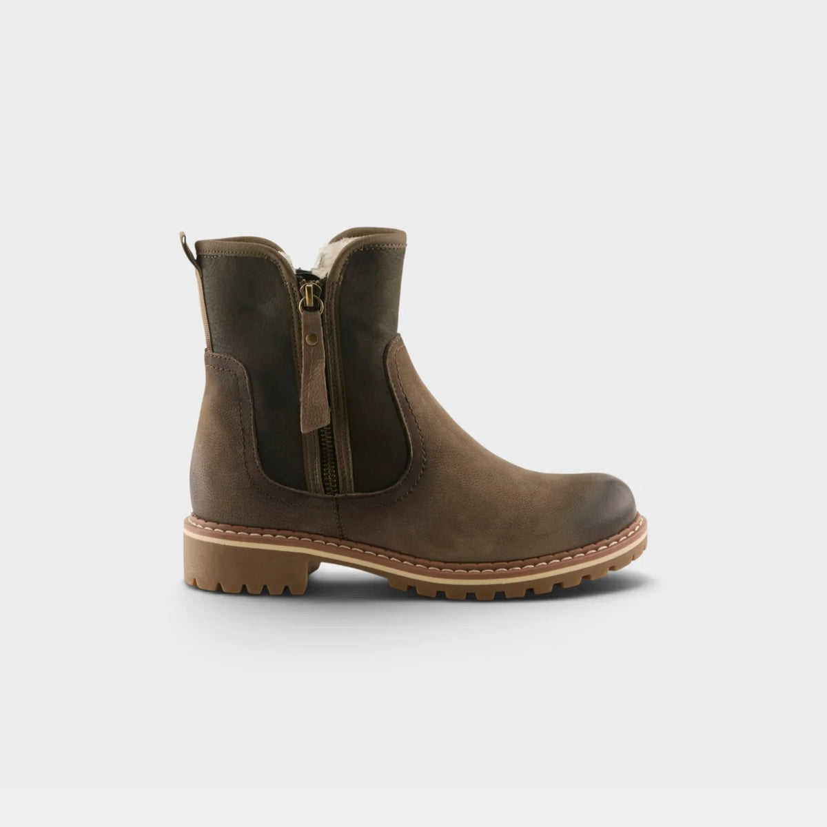 Spring Step Women's Jovany Double Side Zip Suede Boot in Olive