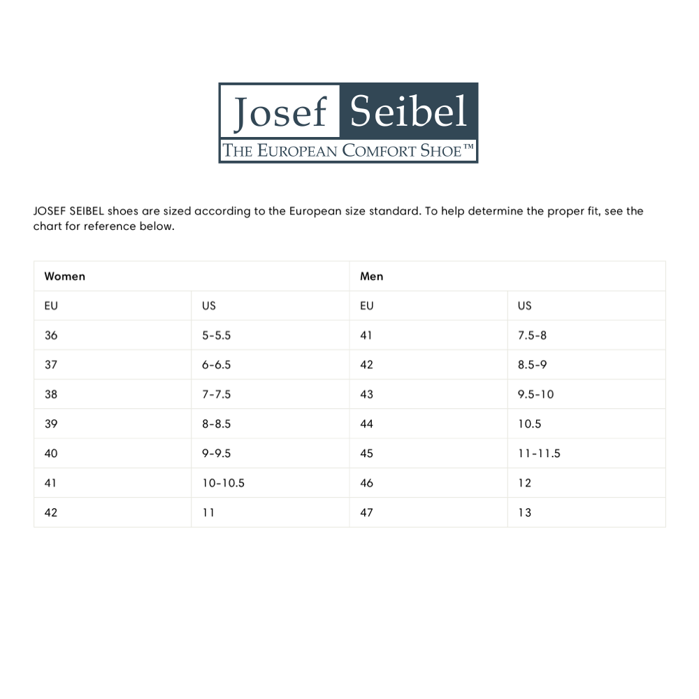 Josef Seibel sizing chart.