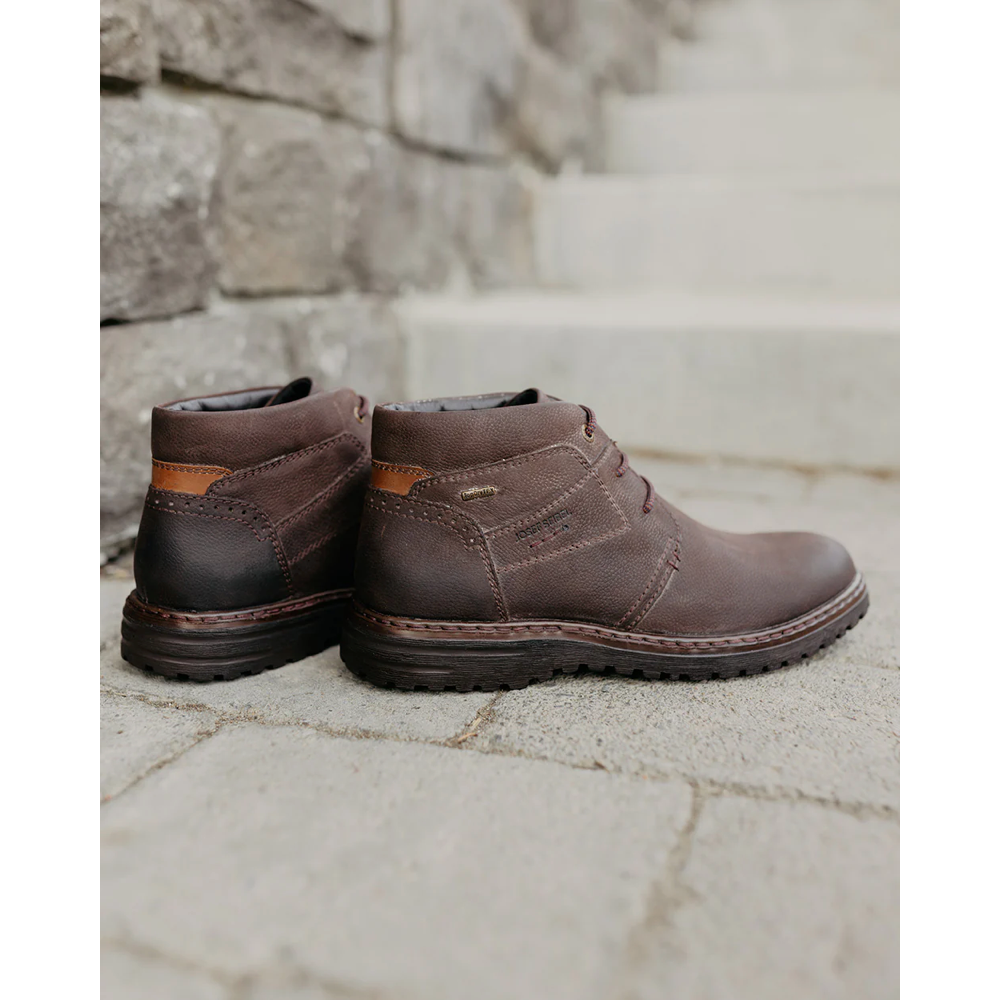 Side and heel view of Josef Seibel Errol 52 Waterproof Tie Boot for men.