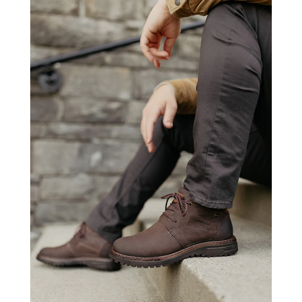 Model view of Josef Seibel Errol 52 Waterproof Tie Boot for men.