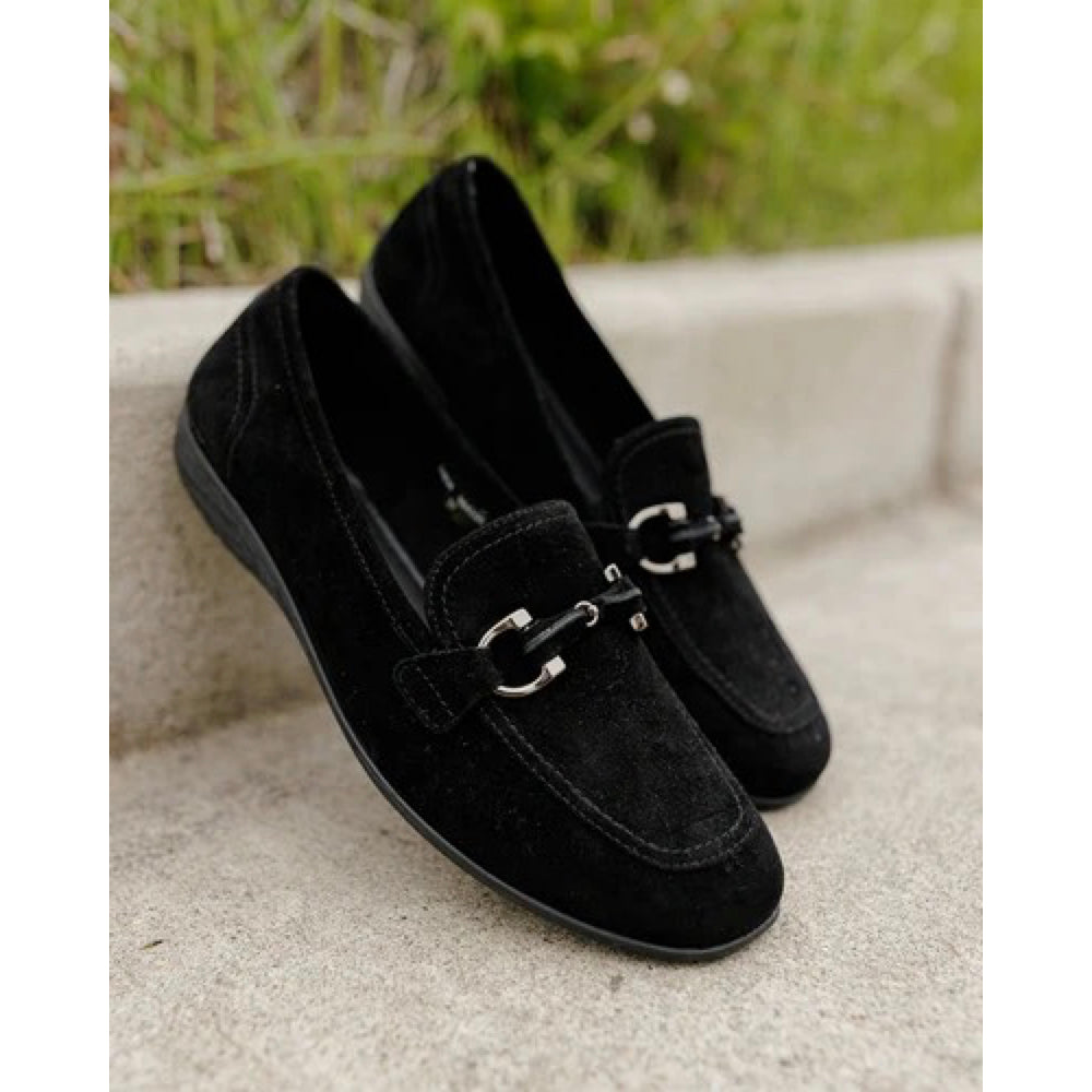 Detail view of Josef Seibel Fenja 34 Suede Bit Loafer for women.